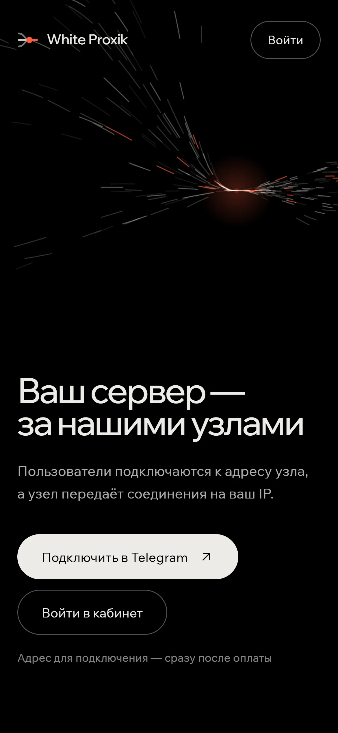 Сайт White Proxik на телефоне: первый экран